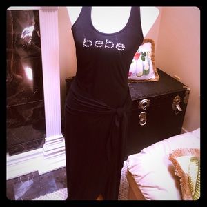 Bebe Cute Racer Back Side Tie Ruched Dress 👗🧜‍♀️